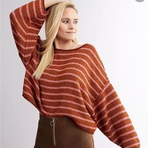 Free people Bardot Striped Sweater